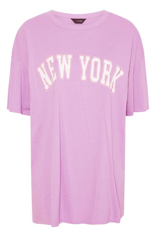 Curve Purple 'New York' Slogan Oversized T-Shirt 5