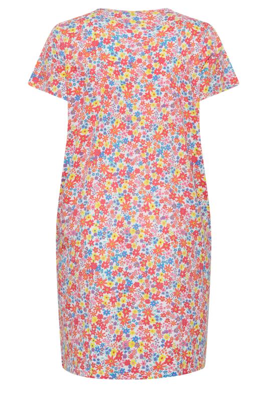 YOURS Plus Size Pink Ditsy Print Placket Nightdress | Yours Clothing 7