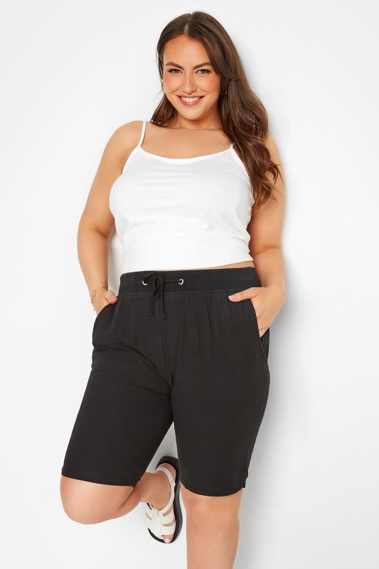  Grande Taille Black Cool Cotton Shorts