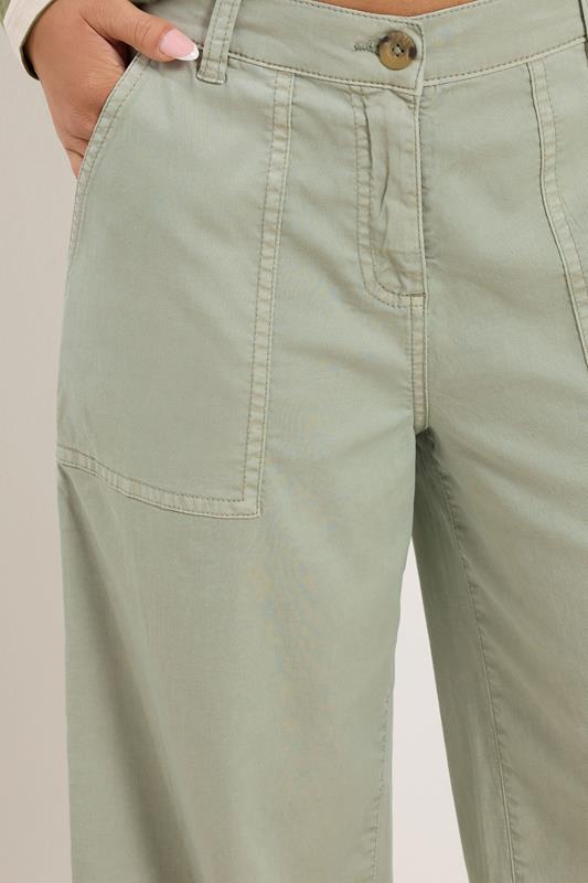 M&Co Petite Sage Green Midrise Wide Leg Cargo Trousers | M&Co 4