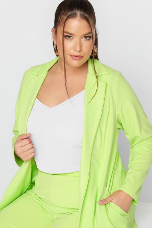 LIMITED COLLECTION Curve Lime Green Scuba Blazer 5