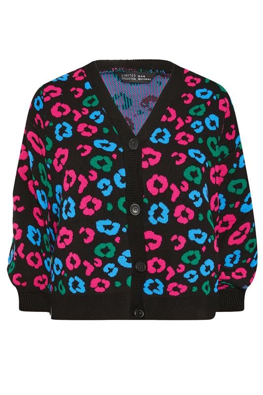 LIMITED COLLECTION Plus Size Black Leopard Print Balloon Sleeve Cardigan | Yours Clothing 5