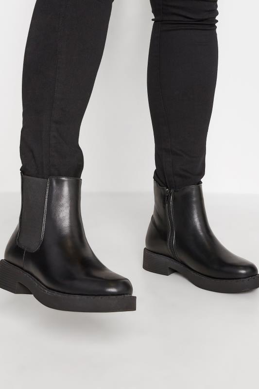 Black Chunky Chelsea Boots In Extra Wide EEE Fit 1