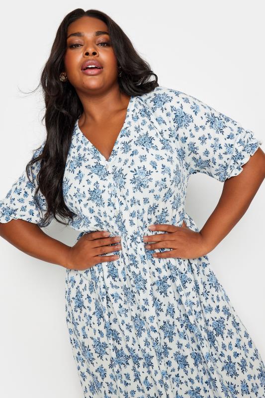 LIMITED COLLECTION Plus Size White Vintage Floral Textured Midaxi Dress | Yours Clothing 4