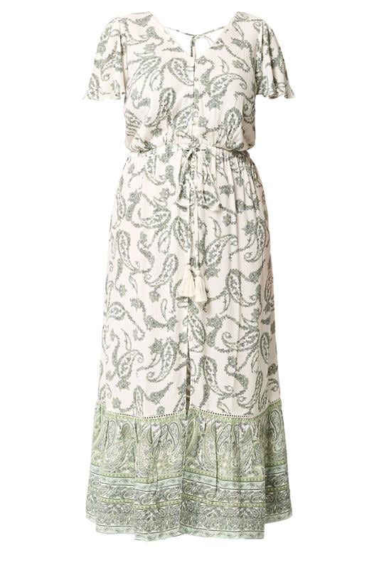 YOURS Plus Size Green Paisley Border Detail Dress | Yours Clothing 5