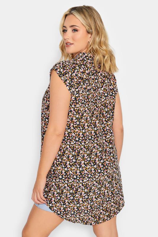YOURS Plus Size Black Floral Sleeveless Blouse | Yours Clothing 4