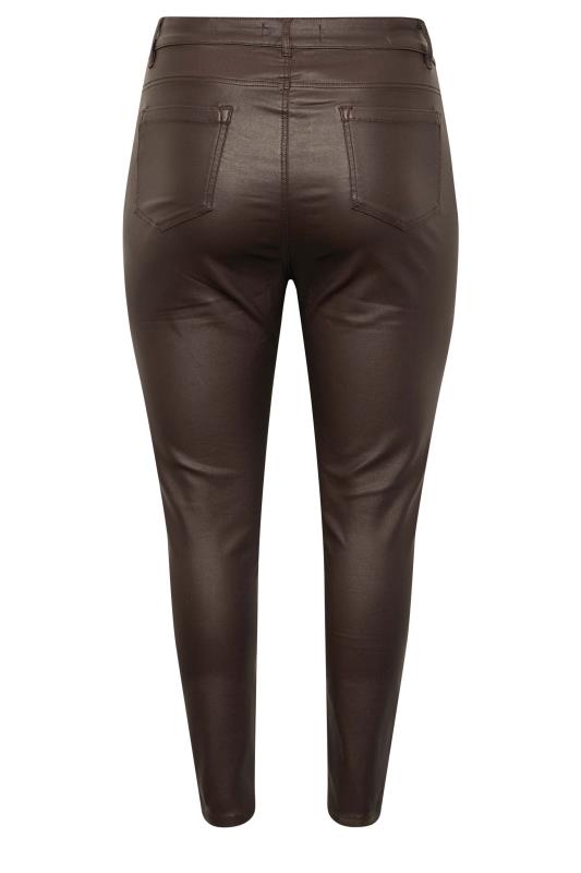Plus Size Chocolate Brown Coated Skinny Stretch AVA Jeans | Yours Clothing 6