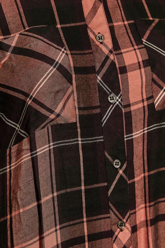 Plus Size Pink Check Button Through Shirt | Yours Clothing  5