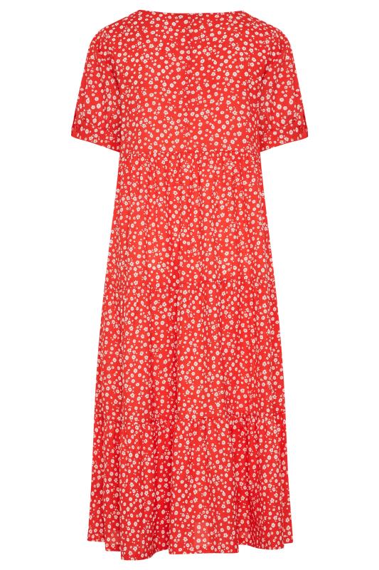 LIMITED COLLECTION Red Daisy Print Tiered Maxi Dress | Yours Clothing