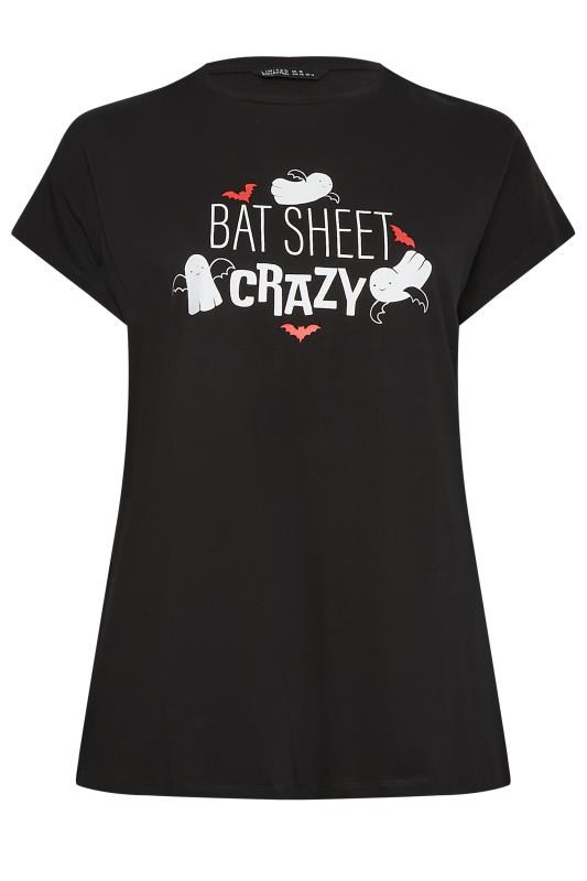LIMITED COLLECTION Plus Size Black Halloween 'Bat Sheet Crazy' Slogan T-Shirt | Yours Clothing 7