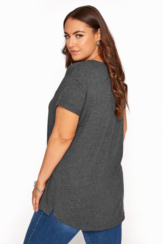 Plus Size YOURS FOR GOOD Grey Cotton Blend Pocket T-Shirt | Yours Clothing 3