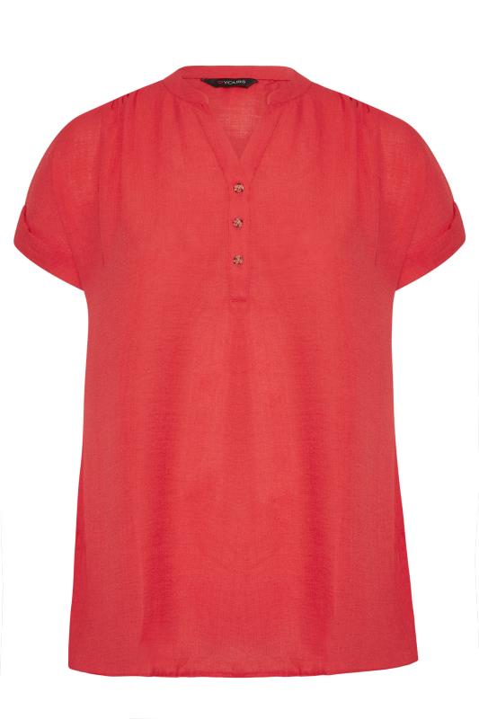 Plus Size Red Button Placket Shirt | Yours Clothing 6