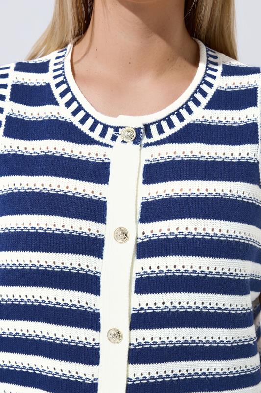 LIMITED COLLECTION Plus Size Navy Blue Stripe Knitted Waistcoat | Yours Clothing 5