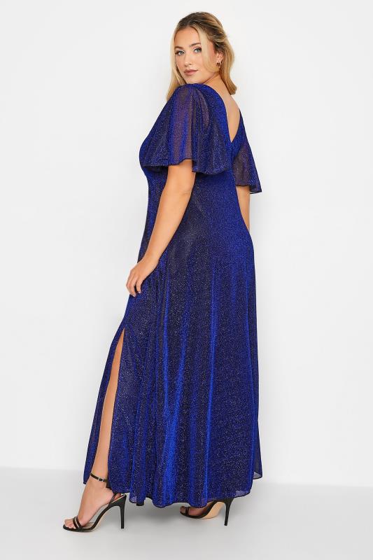 YOURS LONDON Plus Size Blue Glitter Maxi Dress | Yours Clothing 3