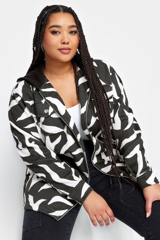 YOURS Plus Size Zebra Print Hooded Shacket | Yours Clothing  1