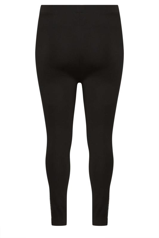 YOURS Plus Size Black Sequin Side Stripe Leggings | Yours Clothing 6