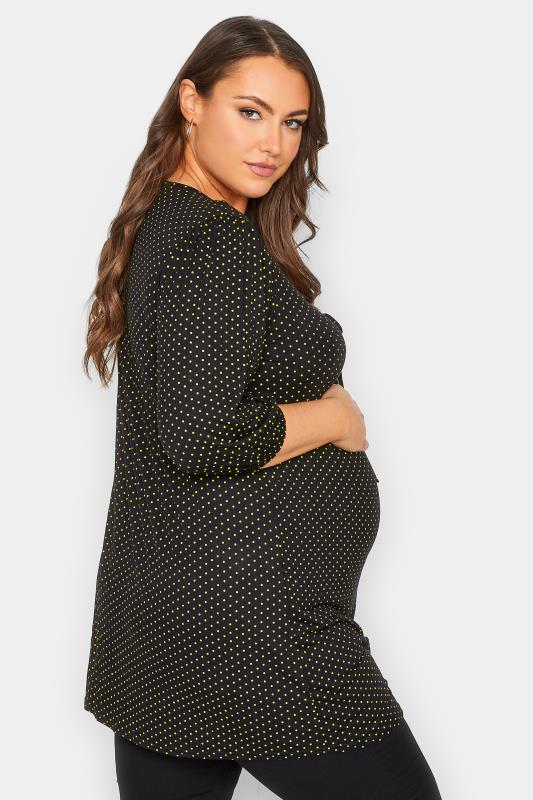 BUMP IT UP Maternity Black Polka Dot Keyhole Top | Yours Clothing 3