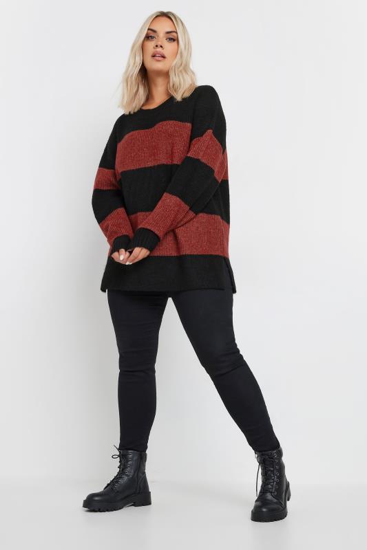 YOURS Plus Size Red Stripe Knitted Jumper | Yours Clothing 3