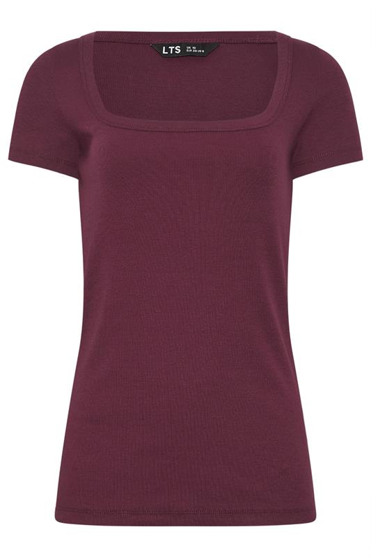 LTS Tall Women's Plum Purple Square Neck Ribbed T-Shirt | Long Tall Sally 5