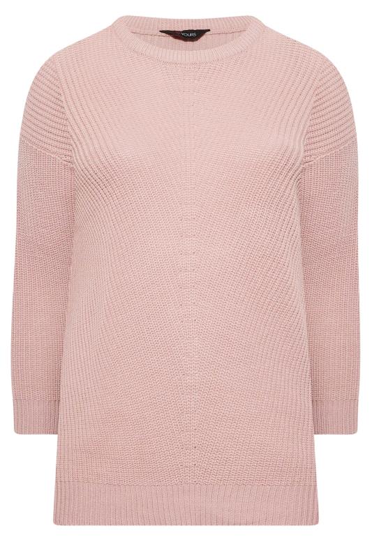 Curve Plus Size Womens Light Pink Long Sleeve Knitted Jumper | Yours Clothing 6