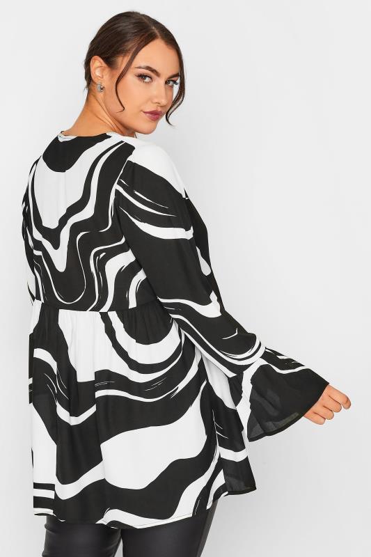 LIMITED COLLECTION Plus Size Curve Black & White Marble Print Blouse | Yours Clothing 3