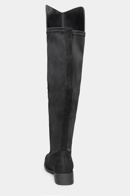 Black Suede Stretch Knee High Boots In Wide E Fit & Extra Wide EEE Fit | Yours Clothing 4