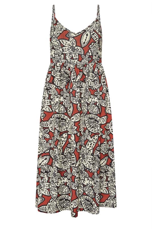 PixieGirl Rust Orange Floral Print Midi Dress | PixieGirl 6