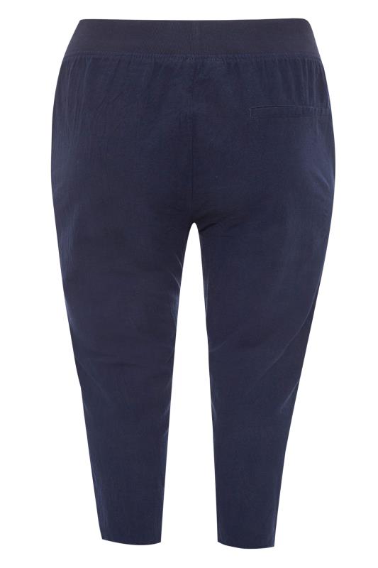 Curve Navy Blue Cool Cotton Cropped Joggers_BK.jpg