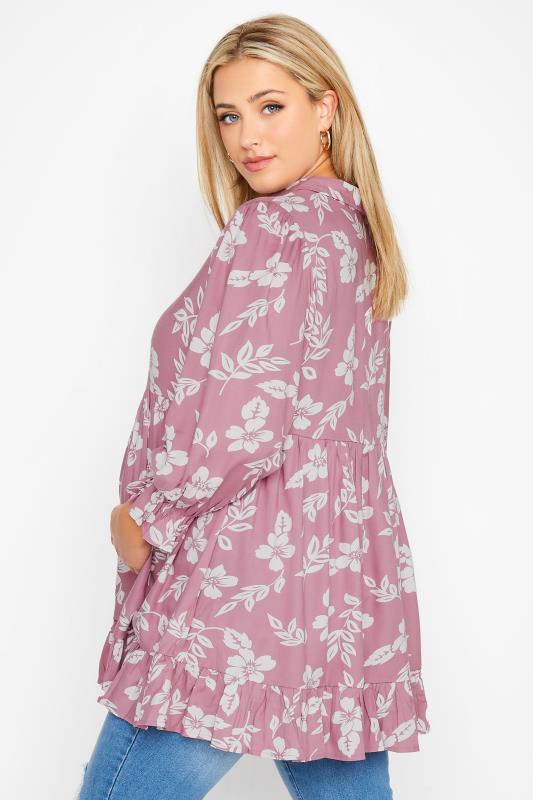 BUMP IT UP MATERNITY Curve Pink Floral Print Smock Blouse 3