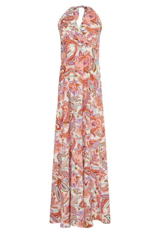 LTS Tall Women's Pink Paisley Print Halter Neck Maxi Dress | Long Tall Sally 6