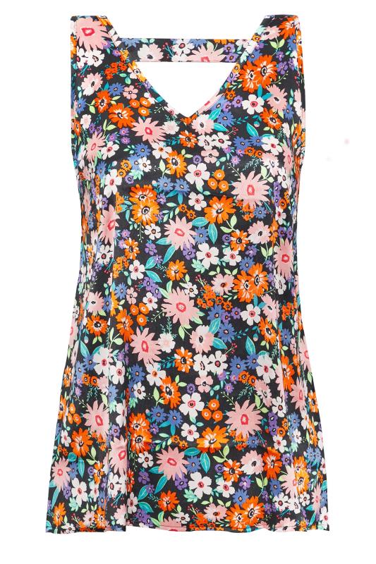 Plus Size Black Floral Print Satin Vest Top | Yours Clothing 4