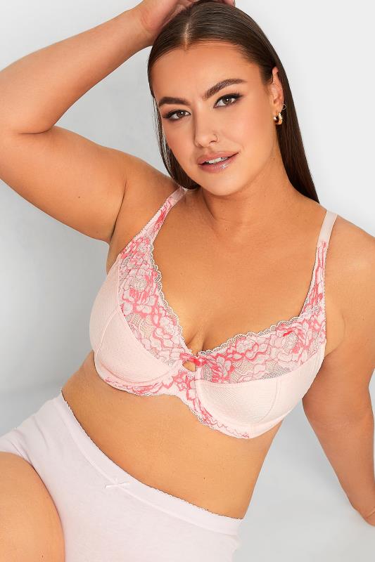 Plus Size  YOURS Light Pink Lace Non-Padded Underwired Bra