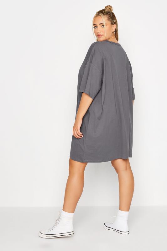 Plus Size Grey Eagle Print Oversized Tunic T-Shirt Dress | Yours Clothing 3