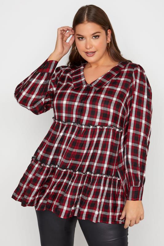 LIMITED COLLECTION Curve Red Check Tiered Top 1