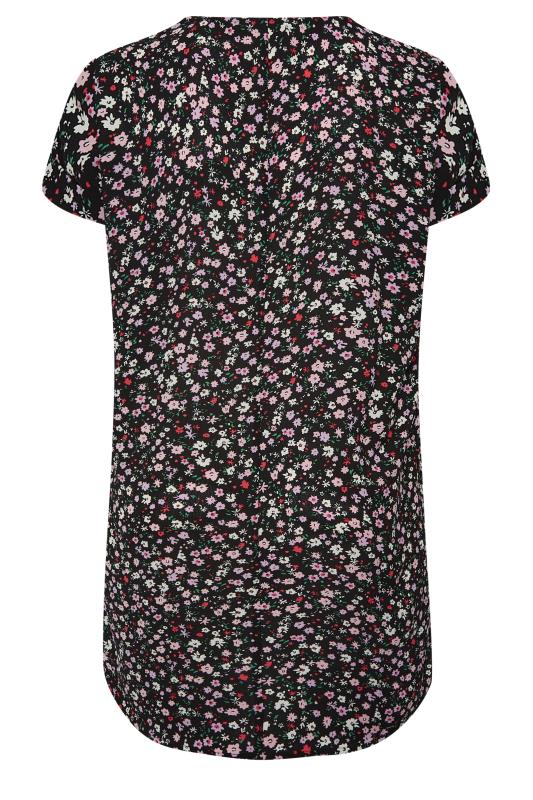 YOURS Plus Size Black Ditsy Print Shift Dress | Yours Clothing 7