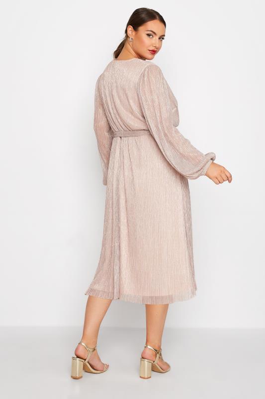 LIMITED COLLECTION Plus Pink Metallic Crinkle Midi Dress | Yours Clothing 3