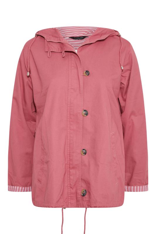 Plus Size Pink Contrast Parka Jacket | Yours Clothing  7