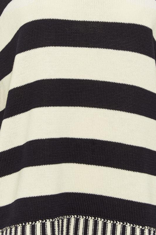 YOURS Curve Plus Size White & Black Stripe Turtle Neck Knitted Jumper | Yours Clothing  5