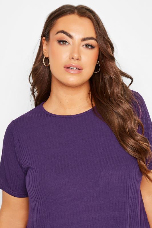 LIMITED COLLECTION Plus Size Purple Ribbed Swing Top | Yours Clothing 4