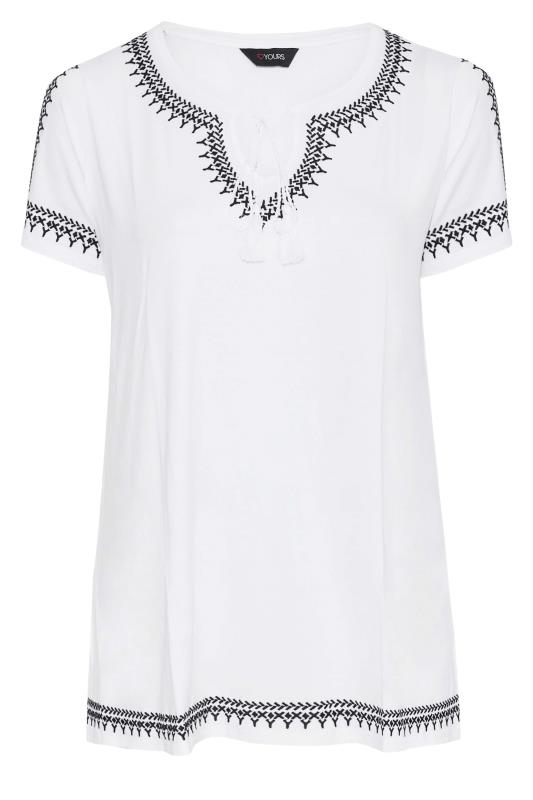 Curve White Aztec Embroidered Cold Shoulder Top 6