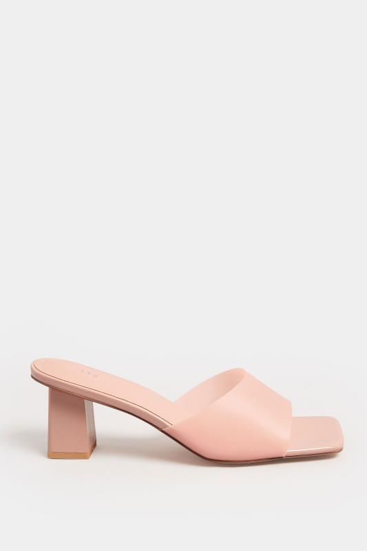 LTS Pink Perspex Block Heel Mules In Standard Fit | Yours Clothing 3