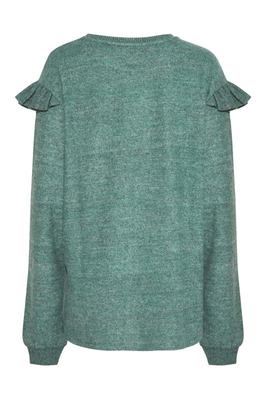 LTS Tall Green Soft Touch Frill Top 7
