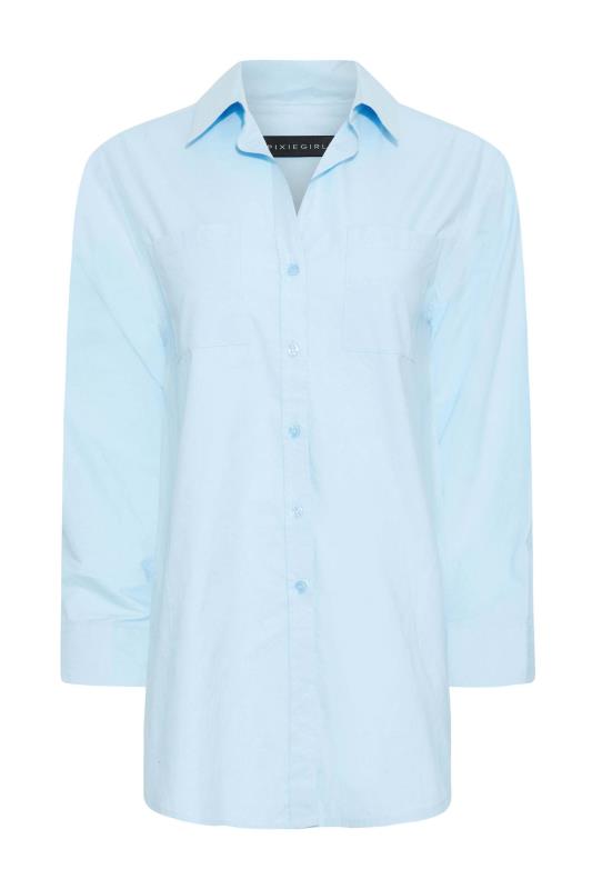 Petite Blue Oversized Cotton Shirt | PixieGirl  6