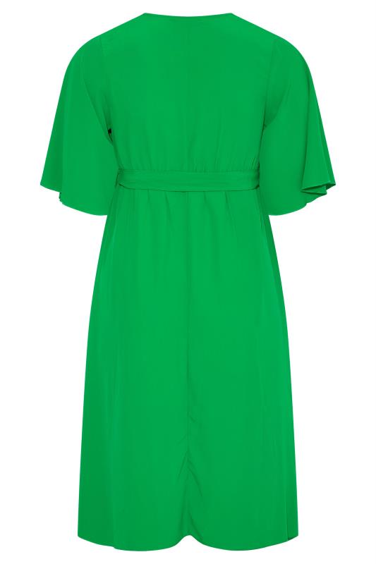 YOURS LONDON Plus Size Bright Green Midi Wrap Dress | Yours Clothing 7