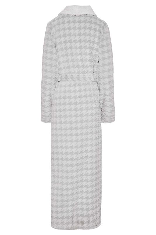 LTS Tall Womens Grey & White Soft Dogtooth Dressing Gown | Long Tall Sally 7