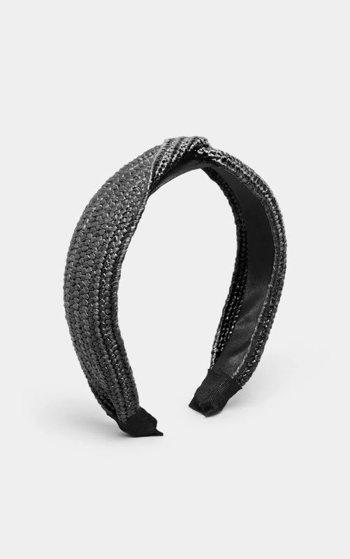 Black Twist Straw Headband | Yours Clothing  2