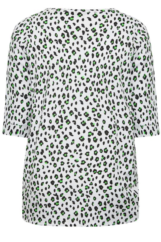 YOURS Plus Size White Leopard Print Henley T-Shirt | Yours Clothing 7