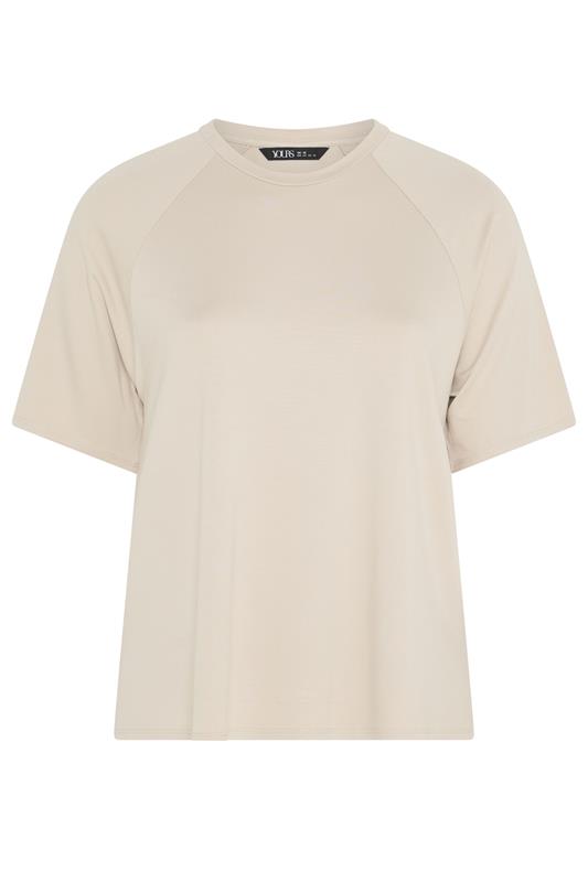 YOURS Plus Size Natural Brown Soft Touch Raglan T-Shirt | Yours Clothing 5