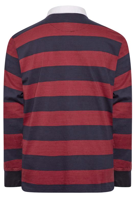 KAM Big & Tall Navy Blue Stripe Long Sleeve Rugby Polo Shirt 4