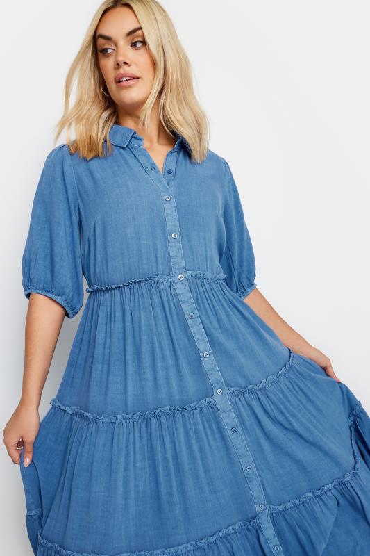 YOURS Plus Size Blue Midaxi Shirt Dress | Yours Clothing 5